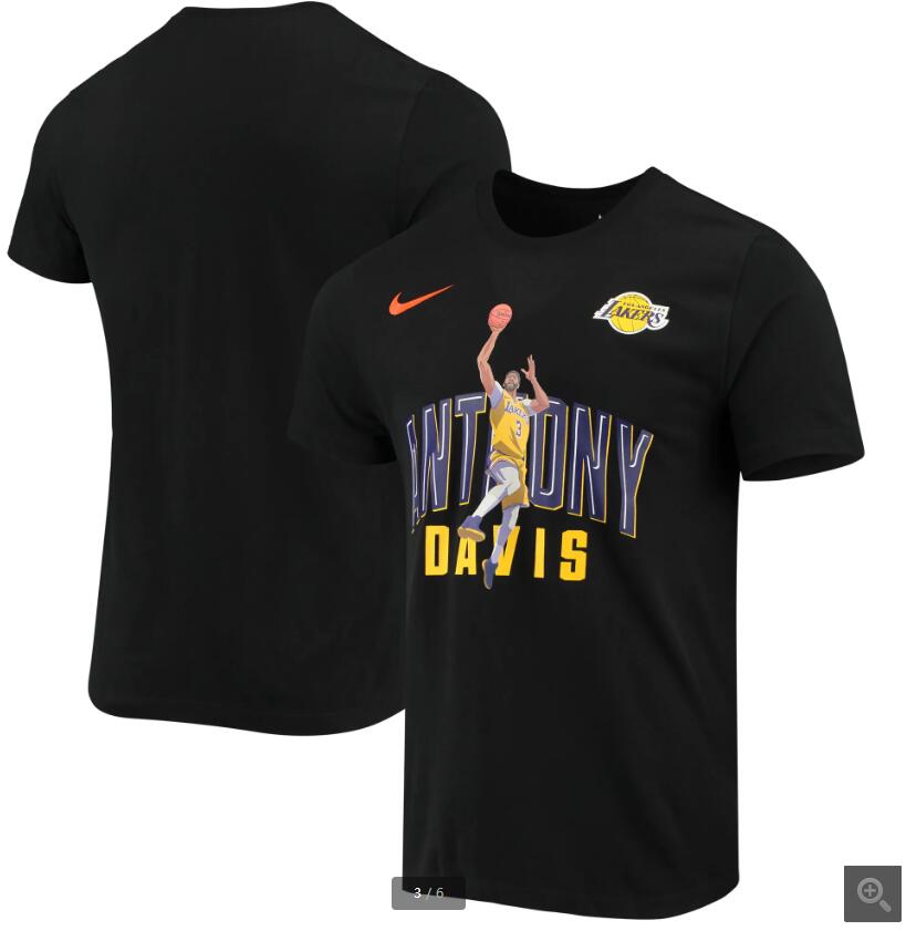 2020 NBA Men Anthony Davis Los Angeles Lakers Nike Hero Performance TShirt  Black->nba t-shirts->Sports Accessory